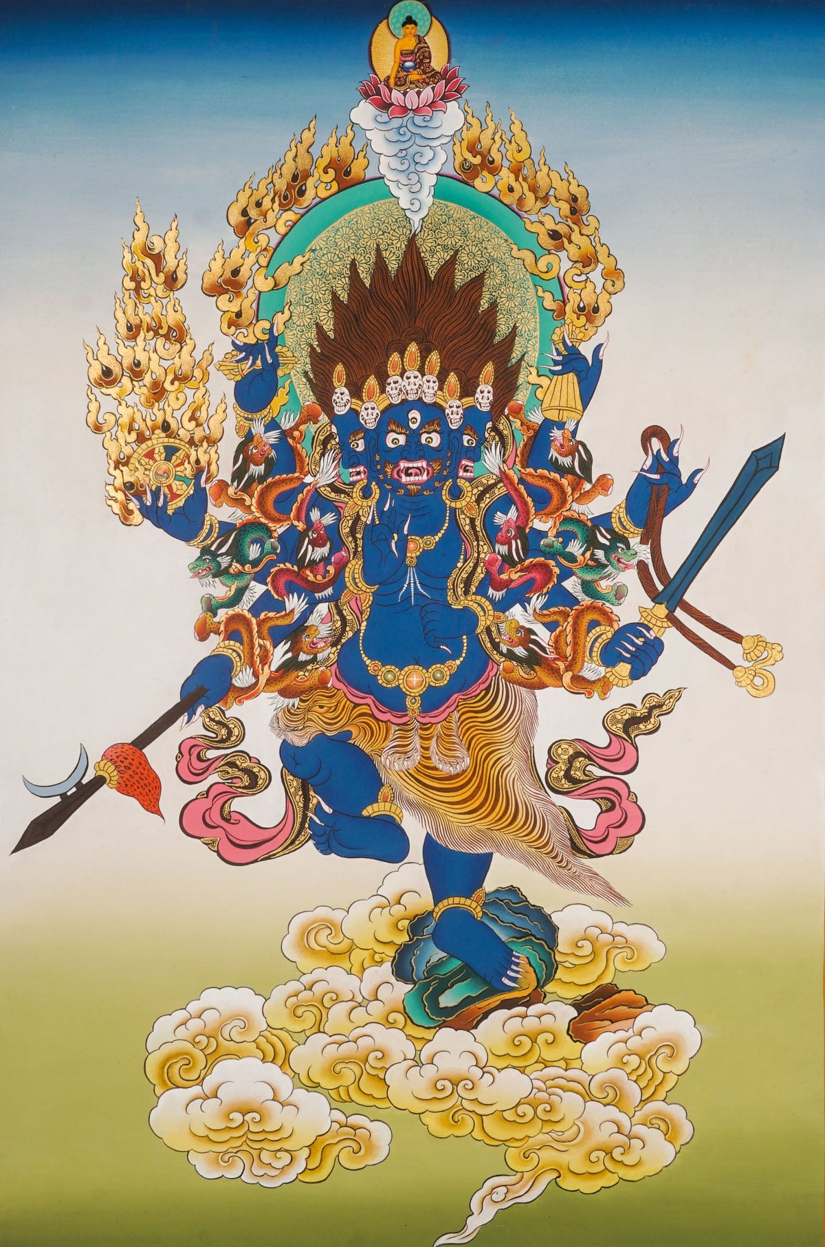 Akash Bhairav Thangka : a sacred artwork which serves as a powerful tool for meditation, prayer, and rituals .