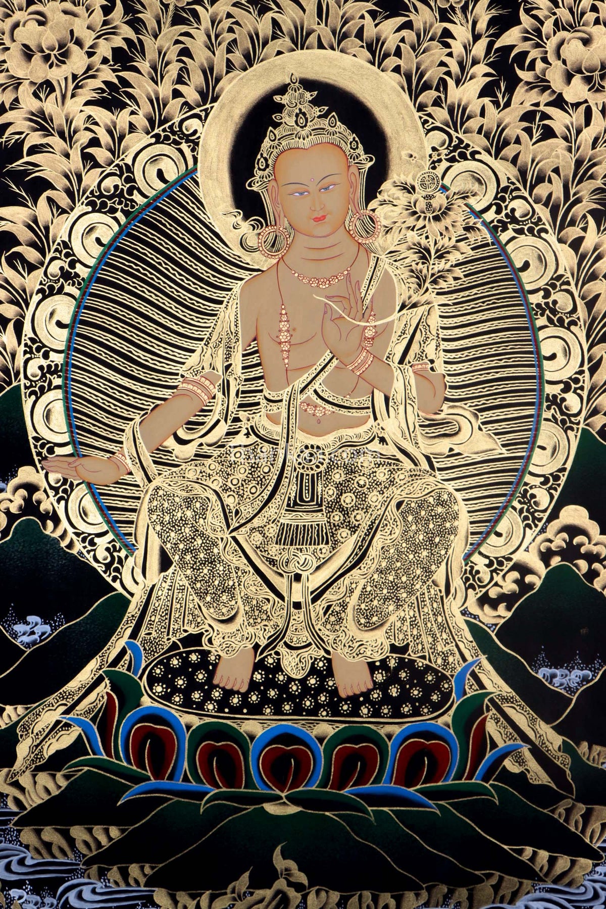 This genuine Chenrezig Thangka, hand-painted with natural mineral pigments, embodies boundless compassion and serves as a powerful spiritual tool for peace, meditation, and connection to divine energy.